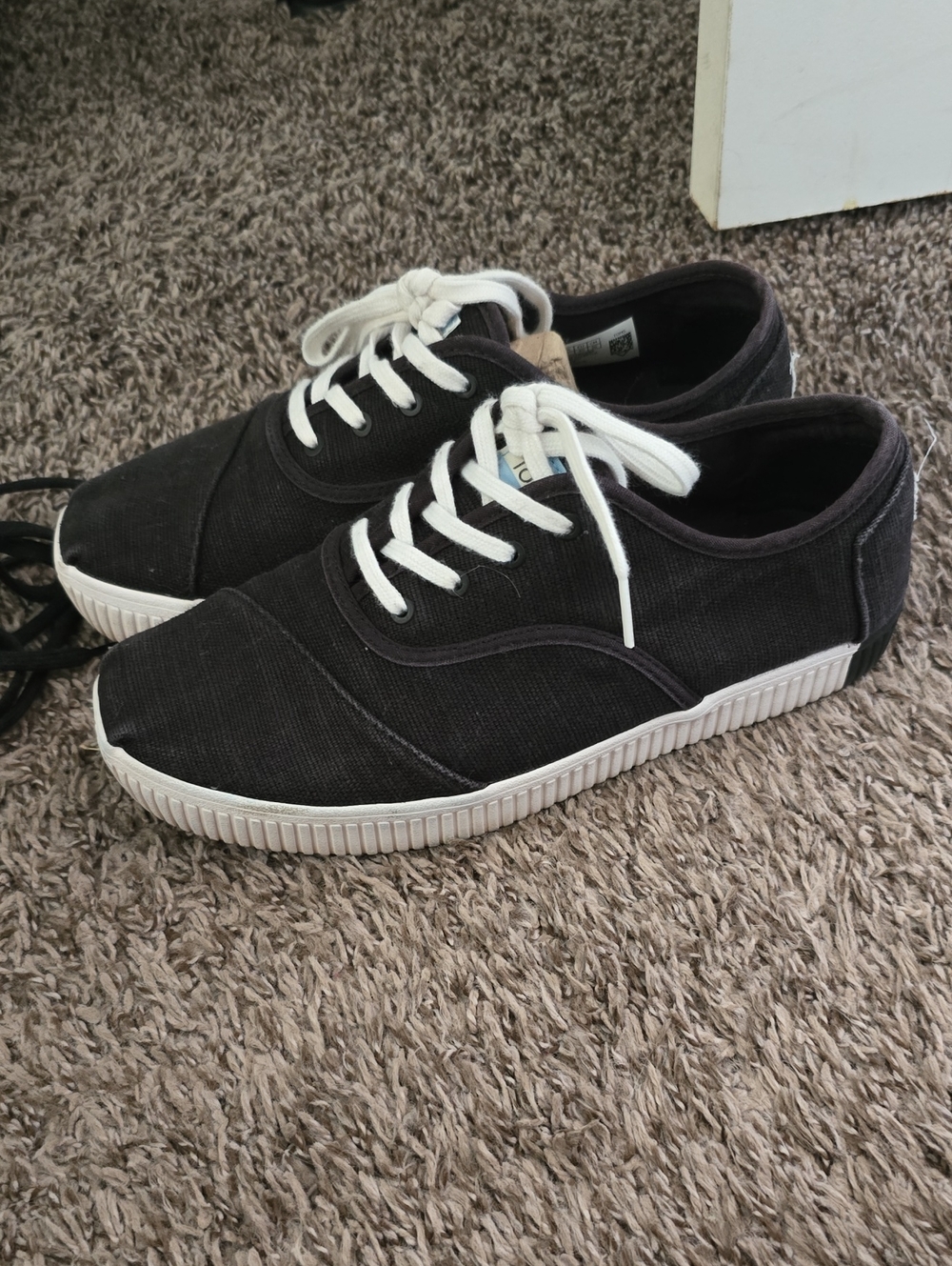 Toms Black Canvas Sneakers with White Laces